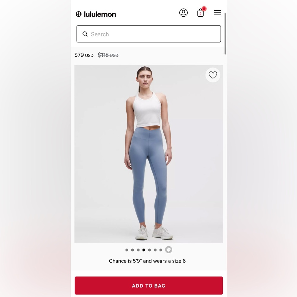 ✨ NWT Lululemon washed denim glow up 25” tight HR size 8 NWT ✨